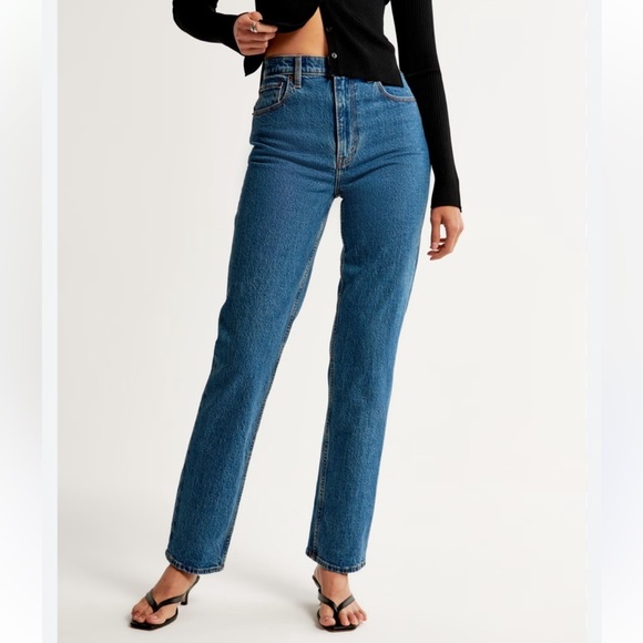 Abercrombie & Fitch The Vintage Straight High Rise Blue Denim Jeans Women’s 0 - Picture 1 of 6